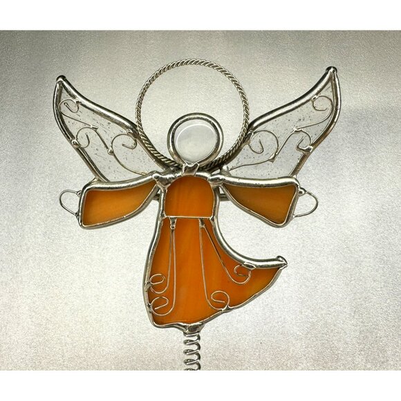 Stained Glass Angel Figurine Spring Rock Base Inspirational Quote 8" - Picture 2 of 4